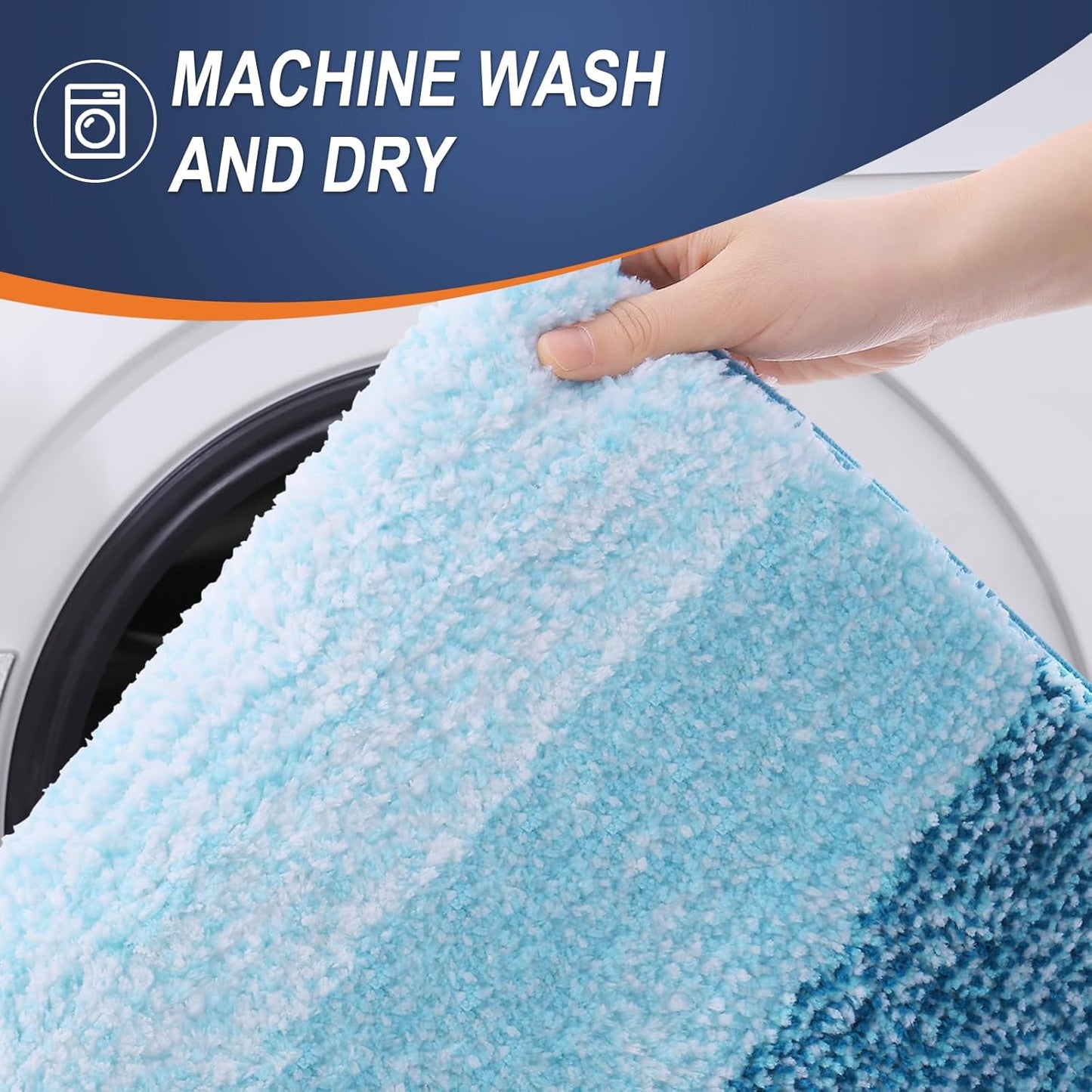 OLANLY Bathroom Runner Rugs 59x24, Extra Soft Absorbent Microfiber Bath Rugs, Rubber Backing, Quick Dry, Washable Bath Mats for Bathroom Floor, Tub and Shower, Home Decor Accessories, Peacock Blue