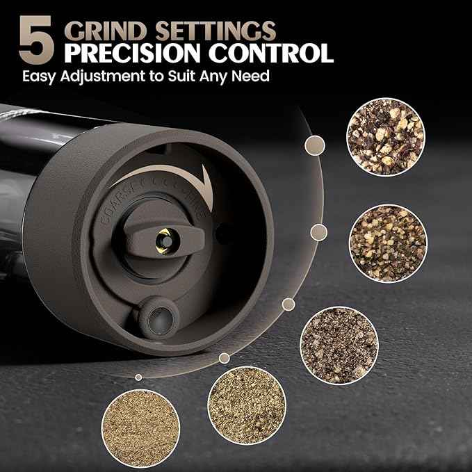 Electric Salt and Pepper Grinder Set Automatic Adjustable Coarseness Pepper Grinder Shakers Set Kitchen Products Anniversary Birthday Ideas Gifts for Men