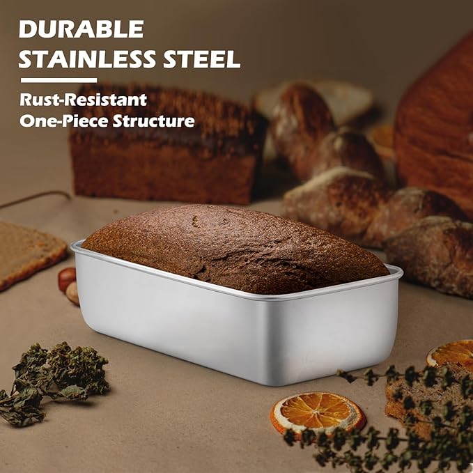 Leonyo 10 Pack Loaf Pans for Baking Bread, 9x5IN Stainless Steel Loaf Pans Set for Homemade Bread, Meatloaf, Bananas, Brownies, Lasagnas, Dishwasher Oven Safe