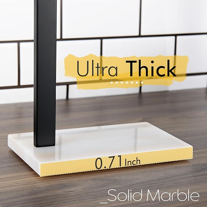 KOKOSIRI Hand Towel Rack Stand Towel Holder with Steady Marble Base for Bathroom Vanity Countertop, Matte Black Stainless Steel 15.7'' Height THS0006-BK