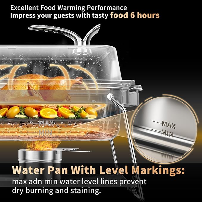 KScocina Chafing Dishes for Buffet, 4 Pack 5QT Square Stainless Steel Chafing Dish Set, Complete Buffet Warmer for Home Parties, Christmas & Catering Events (White)