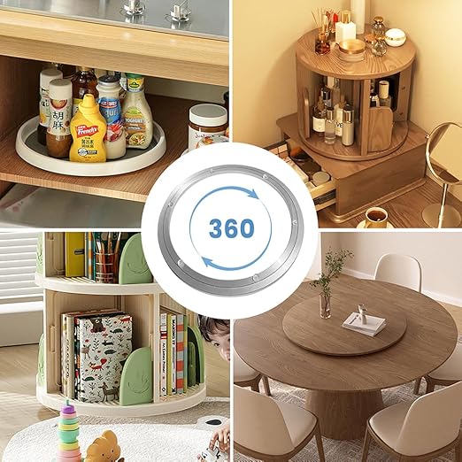 Lazy Susan Hardware-Aluminum Heavy Duty Rotating Turntable Bearing-Swivel Plate Metal Hardware for Kitchen Ding Table 12 Inch