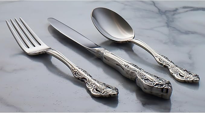 Oneida Silverware Set, Michelangelo Fine Flatware Dinner Fork Set, Service For 4, 18/10 Stainless Steel, Rust Resistance, Dishwasher Safe, Home And Kitchen Utensils Sets, Forks (Silver, 4 Piece)