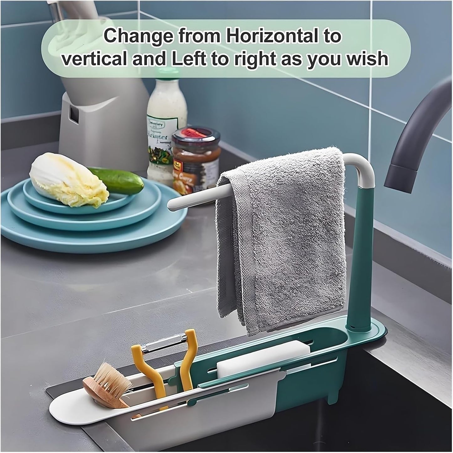 Onwddarefy Sink Storage Rack Telescopic, 2025 New Updated Telescopic Sink Storage Rack, Under Kitchen Sink Accessories Adjustable Length, Multipurpose Kitchen Sinks Organizer(Red)
