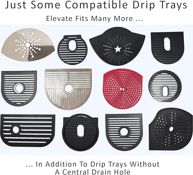Elevate Anti-Splash Cup Riser Accessory for most Keurig K-cup, Cuisinart Single Serve, and other Coffee Makers, Adjustable for Cup Size and Drip Tray Type (Black with Lilac Base)