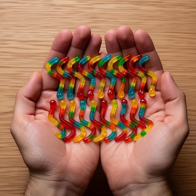 Gummy Candy Molds - 4Pcs Silicone Gummy Worm Molds with 2pcs Dropper,Non-stick and Bpa Free for Mini Candy Chocolate Gummies Baking