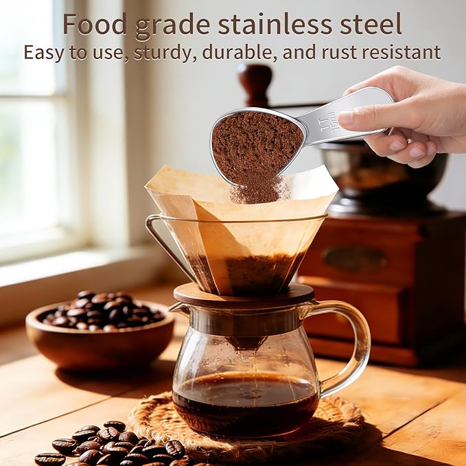 3 Pcs Coffee Scoop,1 Tbsp Stainless Steel Measuring Spoon,Tablespoon,Short Handle,Laser Engraved Mark,Drop Resistant,Spoons for Tea,Sugar,Flour or Coffe