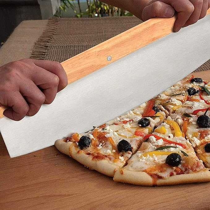 5 PCS Round Pizza Stone Set, 13" Pizza Stone for Oven and Grill with Pizza Peel(OAK),Serving Rack, Pizza Cutter & 10pcs Cooking Paper for Free, Baking Stone for Pizza, Bread (Pack of 2)