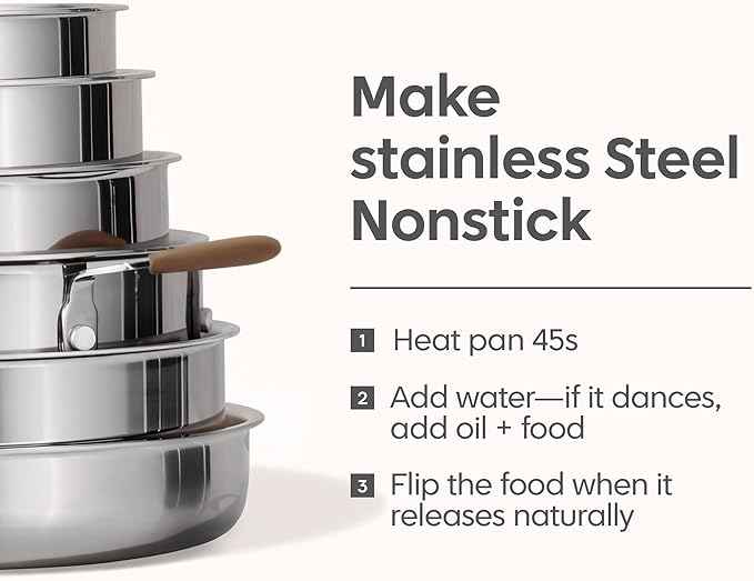 CAROTE 13pcs Tri-Ply Stainless Steel Cookware Set with Detachable Handle, Pots and Pans Set, Induction Kitchen Cooking Sets, RV/Camping Cookware, Oven Safe, Woodgrain Style