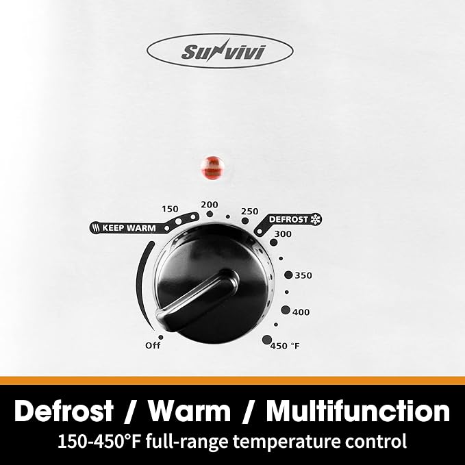 Sunvivi 26-Quart Roaster Oven, Electric Roaster Oven with Viewing Lid, Sunvivi Turkey Roaster with Unique Defrost/Warm Function, Large Roaster with with Removable Pan & Rack, Stainless Steel, White