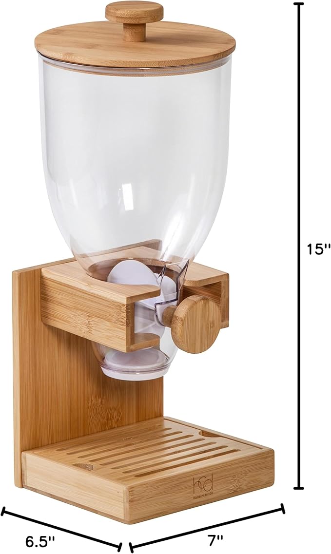 Honey Can Do Bamboo Cereal Dispenser, Natural KCH-09385 Natural, 17.5 oz (Pack of 3)
