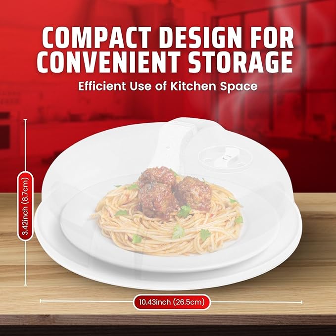 Flexzion 2 Pack 10.5 Inch Microwave Splatter Cover - BPA-Free Anti-Splatter Microwave Cover with Adjustable Steam Vent, Dishwasher Safe, Transparent Plastic Food Covers for Microwave Cooking