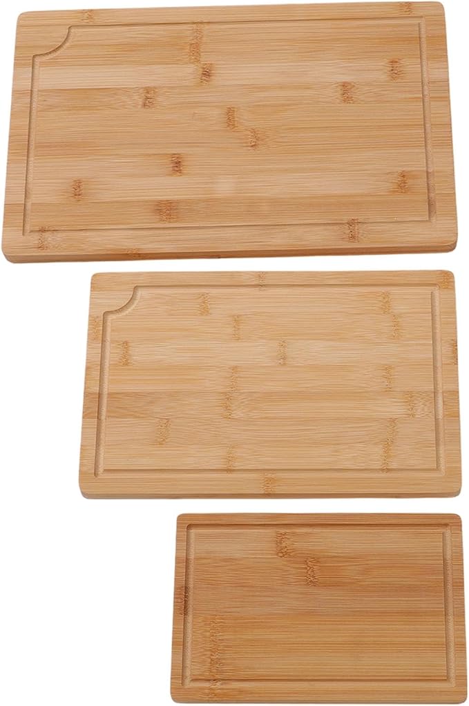 Dpofirs Cutting Board Set With Inner Handles And Grooves | Three Piece Wood Chopping Boards Smooth Surface For Cleaver And Kitchen Prep
