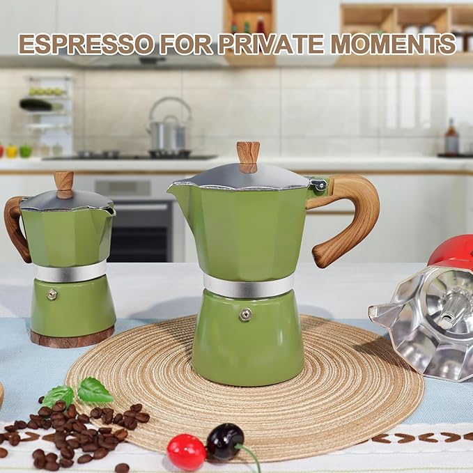Aluminum 9 Cup 450ml Moka Pot Express Coffee Maker Stovetop Espresso Colorful Coffeemaker Italian Classic Style Brewing Greca Cafe Mocha Machine for Cafeteras Lover Camping Travel and Home Use 15oz