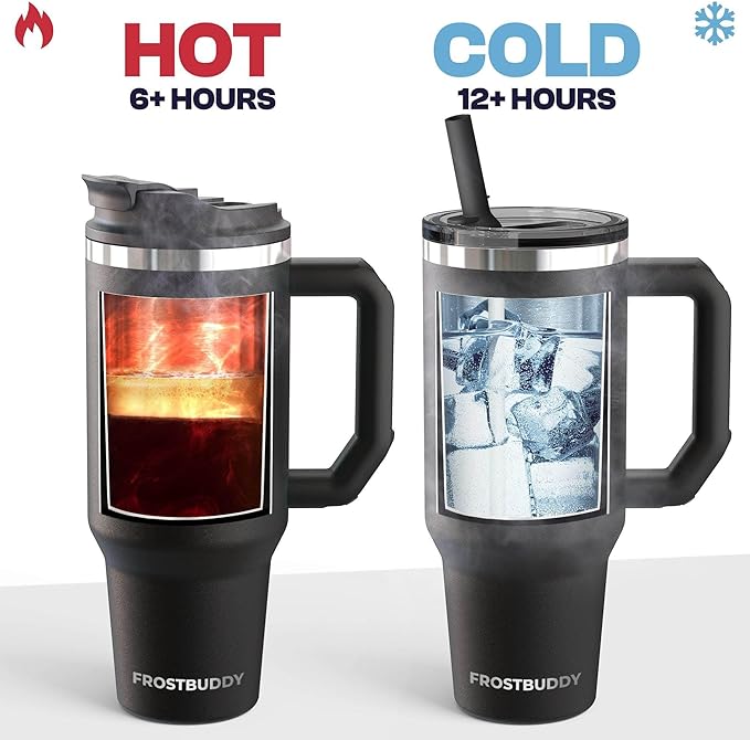 Thicc Buddy - 40 oz Stainless Steel Vacuum Insulated Tumbler with Lid and Straw for Water - Travel Mug Cupholder Friendly - Gifts for Women Men Him Her (Splash)
