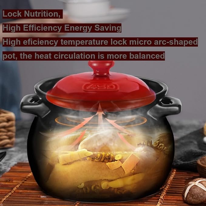 Clay Pots for Cooking Chinese Soup Pot Ceramic Pot Cooking Chinese Terrines, Stovetop soup tureen Make Delicious for The Family,black-2.5L