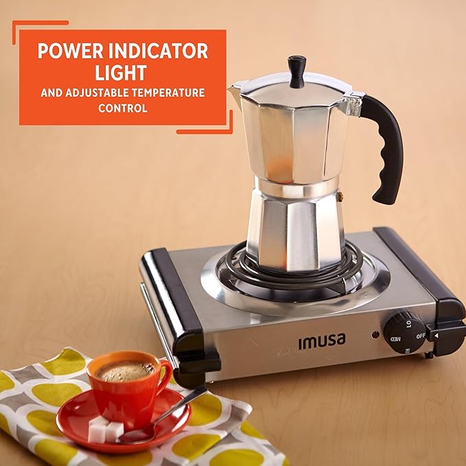 IMUSA USA GAU-80311 Electric Single Burner 1000-Watts, Stainless Steel, Silver