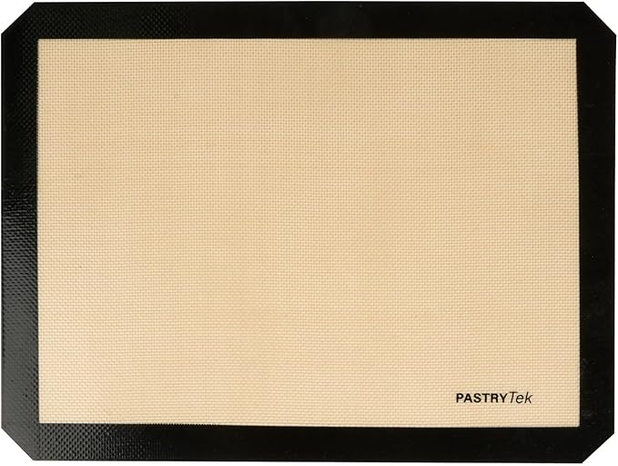 Restaurantware Baking Mat Pack of 1 Non-Stick 11.8"x15.7" Silicone Half Size Baking Mat, Rectangle Reusable Durable Oven-Friendly Anti-Slip Sheet for Kneading Rolling Shaping Dough, Tan and Black
