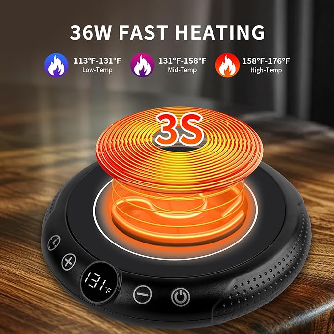 Coffee Mug Warmer, Electric Cup Warmer for Desk, Candle Warmer Plate with Temperature Display, 8-Temp Setting & 1-12H Timer, Stocking Stuffer Christmas White Elephant Coffee Gifts for Adults Women Men