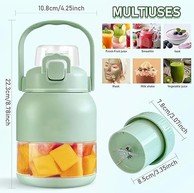 Gemet BPA-Free Electric Citrus Juicer 17 oz, with Straw and Two Lids, 2025 New Portable Blender for Smoothies, Shakes, Food Prep & Frozen Blending (500ML*2)