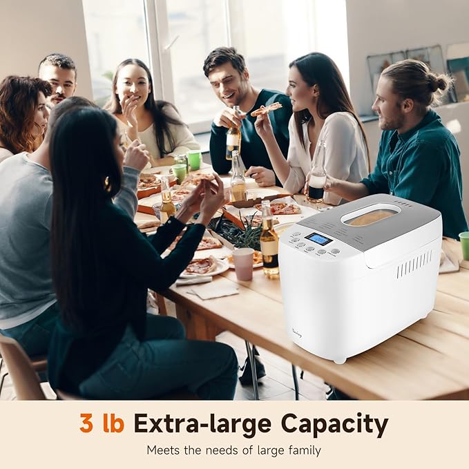 Davivy Bread Maker Machine with 2 Dough Kneading Paddles,15-in-1 Automatic Large Capacity Bread Machine Nonstick Bowl For Bread, Jam& Yogurt, 3 Loaf Sizes and 3 Crust Settings