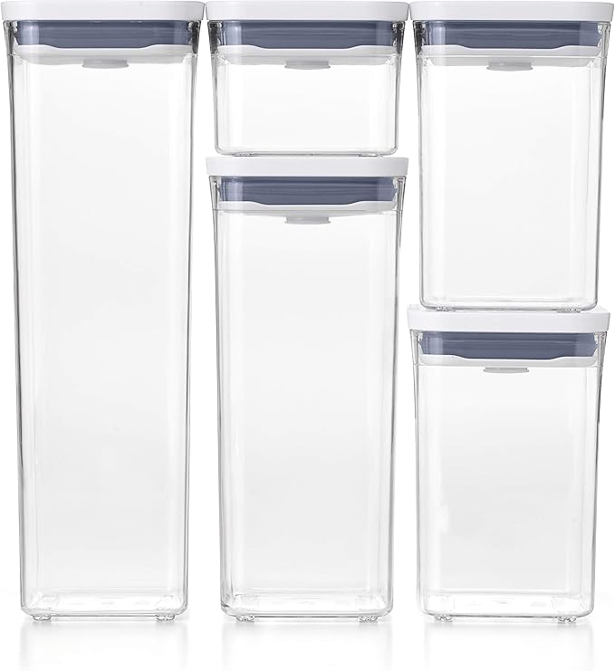 OXO Good Grips Storage Container Airtight | Stackable | For Pantry Organization | Dishwasher Safe | 5 Piece Set, Pack of 2