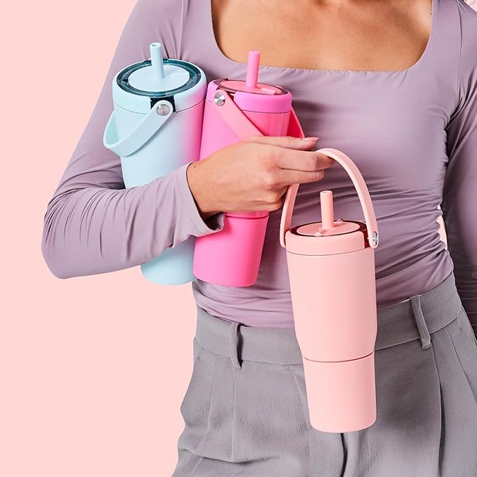 BrüMate Resa 35oz 100% Leakproof Travel Tumbler with Handle & Straw | Flexible SoftSip Straw | Silicone Sleeve for Durability | Stainless Steel | Cup Holder & Travel Friendly Water Bottle | (Cedar)