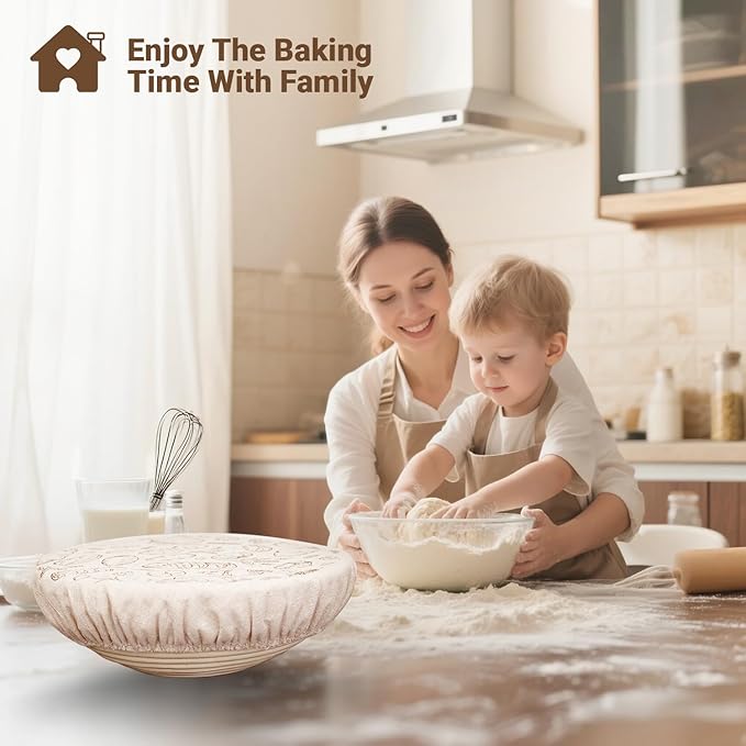 2 Pack 8″ Bowl Covers for Bread Proofing with Plastic Liner, Reusable Shower Caps for Sourdough Rising