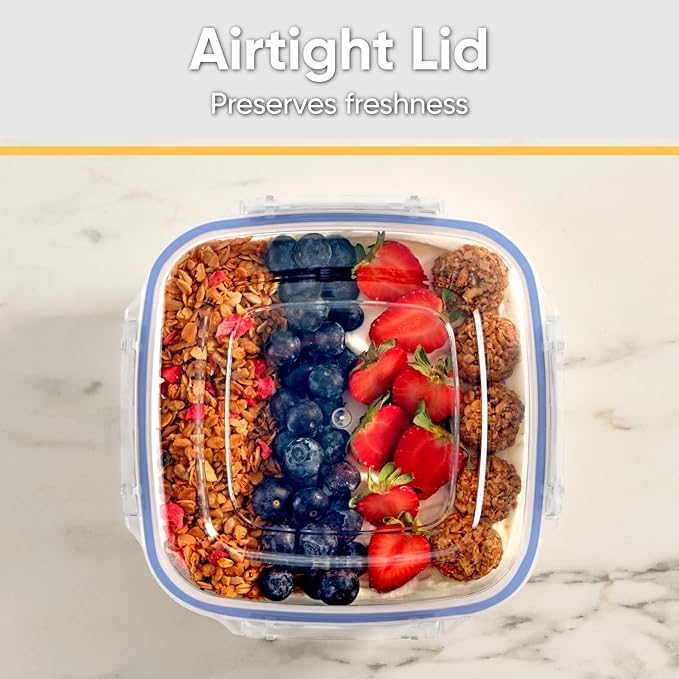Superio Plastic Food Storage Containers with airtight Lid for Pantry, Fridge- BPA Free, Leakproof Sealed Container- Microwave, Dishwasher and Freezer Safe, Clear (20 Cup- 4 Pack)