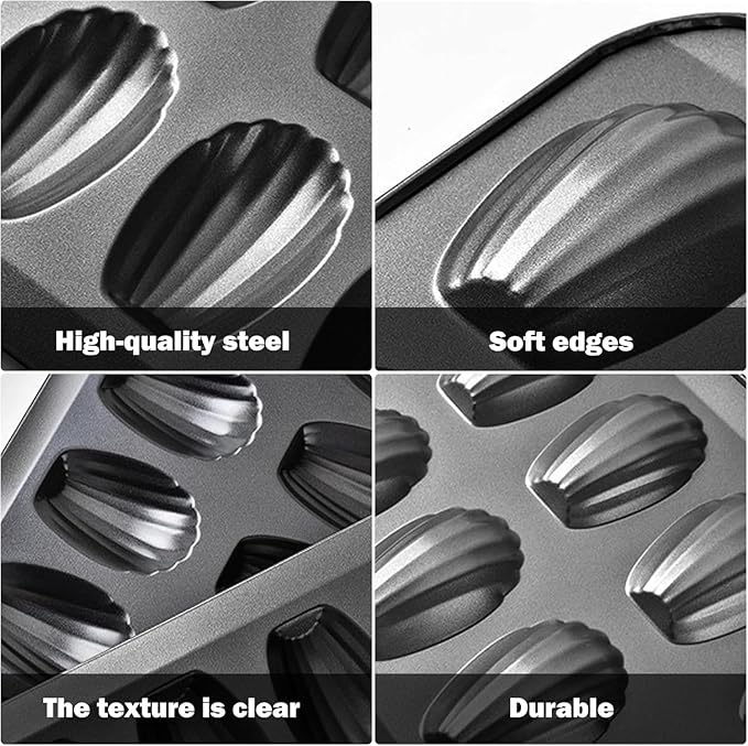 8pc Nonstick Madeleine Pan for Baking, 12-Cavity Shell Shape Cake and Cookie Mold Tray, Carbon Steel Cookie Molds, Send Goods from Local Warehouse (8 PC)