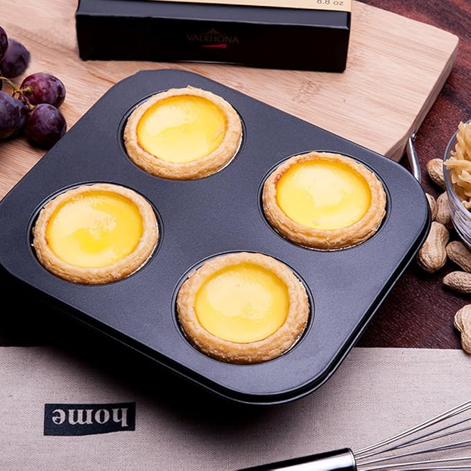 4 Cup Muffin Pan 2 Pcs (8.5 X 7.48 Inch) Air Fryer Small Oven Cupcake Baking Pan Non Stick No Toxic Bakeware