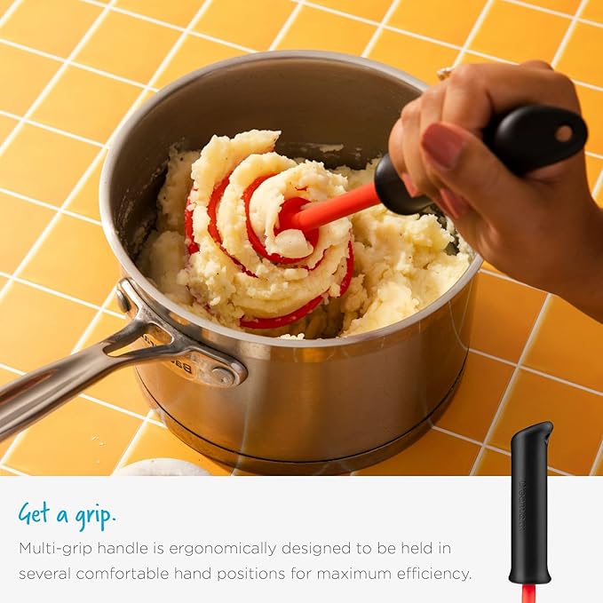 Dreamfarm Smood Lite Easy One-Handed & Ergonomic Soft-Grip, Nylon Vegetable & Potato Masher - Black