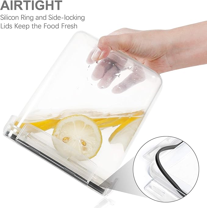 PANTRYSTAR Airtight Food Storage Containers with Lids, 7 PCS BPA Free Kitchen Canisters for Spaghetti, Pasta, Dry Food, Flour and Sugar, Plastic Canisters for Pantry Organization and Storage