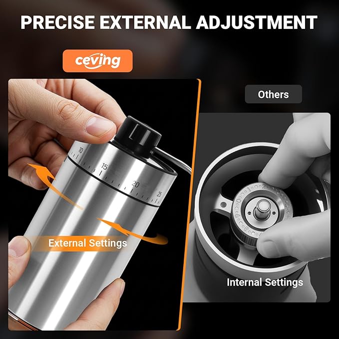 Mini Manual Coffee Grinder with 40 Adjustable Settings, Portable Hand Coffee Bean Mill with 30g Capacity, Conical Burr Coffee Grinder with Crank for Travel, Camping, Office, Espresso, Pour Over, etc
