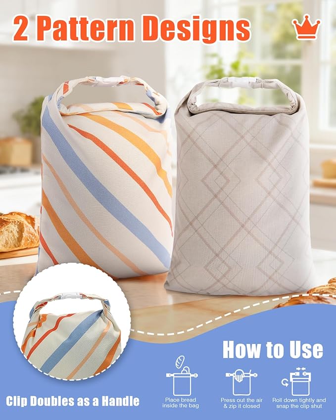 Reusable Bread Bags for Sourdough - Beeswax Cotton Bread Bags for Homemade Bread, Thicker Cloth Design for Freezing to Keep Bread Fresh, 2 Pack XL 17x13 Inch
