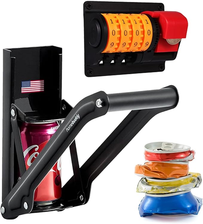 2-in-1 Can Crusher & Bottle Opener Set – Wall Mounted Aluminum Can Crusher for 12 & 16 Oz Cans with Mounting Hardware – Built-In Beer Bottle Opener with Digital Counter – Man Cave, Kitchen, Bar Gift