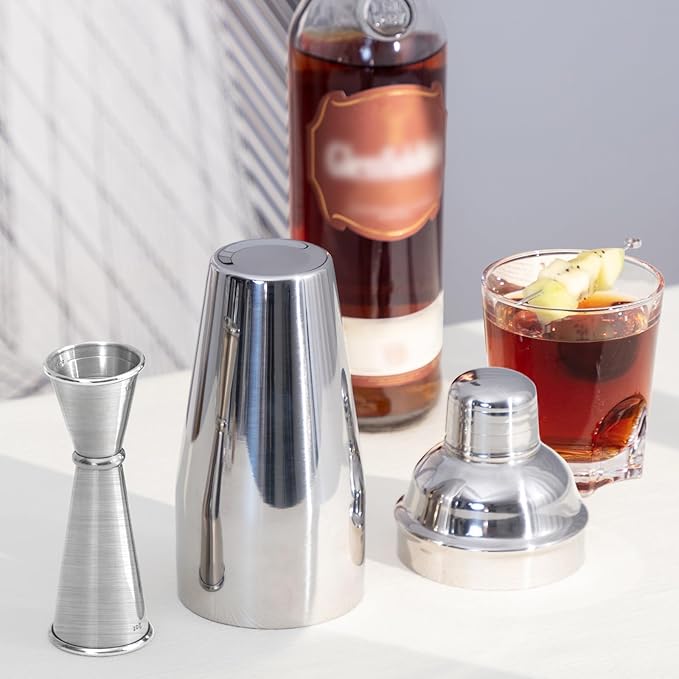 Jigger for Bartending, Briout Double Cocktail Jigger Japanese Premium 304 Food Grade Stainless Steel Jigger 2 OZ 1 OZ with Measurements Inside, Silver