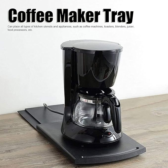 Tapis A Glissiere Cafe Sliding Tray,Kitchen Appliance Rolling Counter Large Black Kueirg Whitestorage Organization,Sliding Coffee Maker Tray Mat Countertop Coffee Appliance Moving Holder
