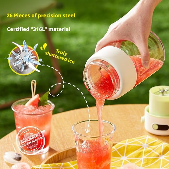 Multifunctional Portable Juicer Cup, Portable Electric Juicer Cup with Zero Cord Hassle, USB-C Rechargeable Travel Juicer for Home, Gym, Office and Outdoor (1000ml, 1)