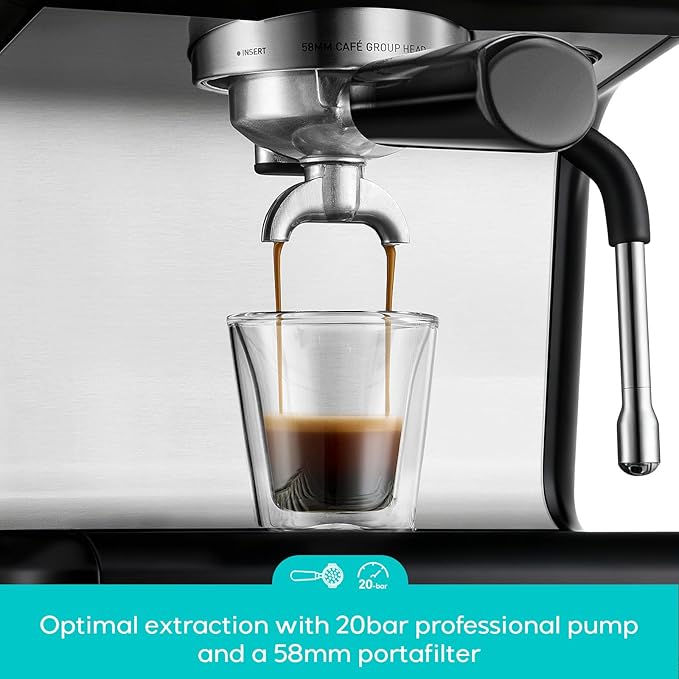 CASABREWS Ultra Espresso Machine with LCD Display, 20 Bar Espresso Maker with Powerful Milk Frother, Customizable Brewing Temperature, Barista-Level Latte and Cappuccino Machine for Home, Black
