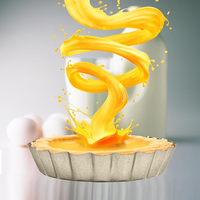 RICHSC-PAN Mini Tart Pan 12PCS, 4 Inch Tart Pan Removable Bottom Non-Stick Tin, 0.9 Inches High Suitable for DIY Making Small Tarts at Home. Champagne Gold Appearance.