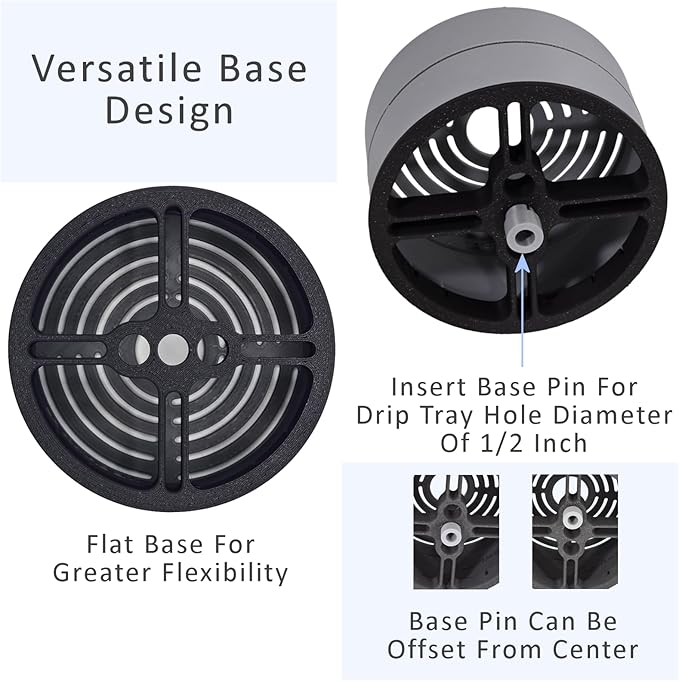 Elevate Anti-Splash Cup Riser Accessory for most Keurig K-cup, Cuisinart Single Serve, and other Coffee Makers, Adjustable for Cup Size and Drip Tray Type (Light Gray with Black Base)