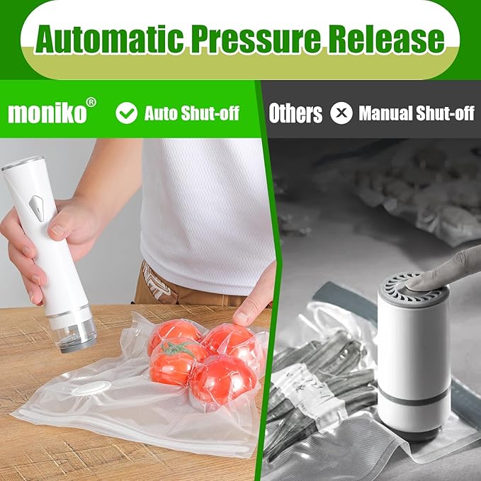 Handheld Vacuum Sealer, Compact Food Vacuum Sealer with 30 Reusable Vacuum Bags, Portable Rechargeable Food Saver for 5X Longer Freshness, with Visible Water Tank