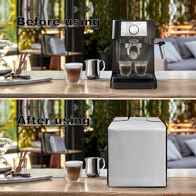 Dust Cover for Plus Espresso Machine BES500BSS Stainless Steel Dust Covers for De'Longhi Stilosa Manual Espresso Machine EC260BK Heavy Duty Waterproof Protective Cover Case (Silver)