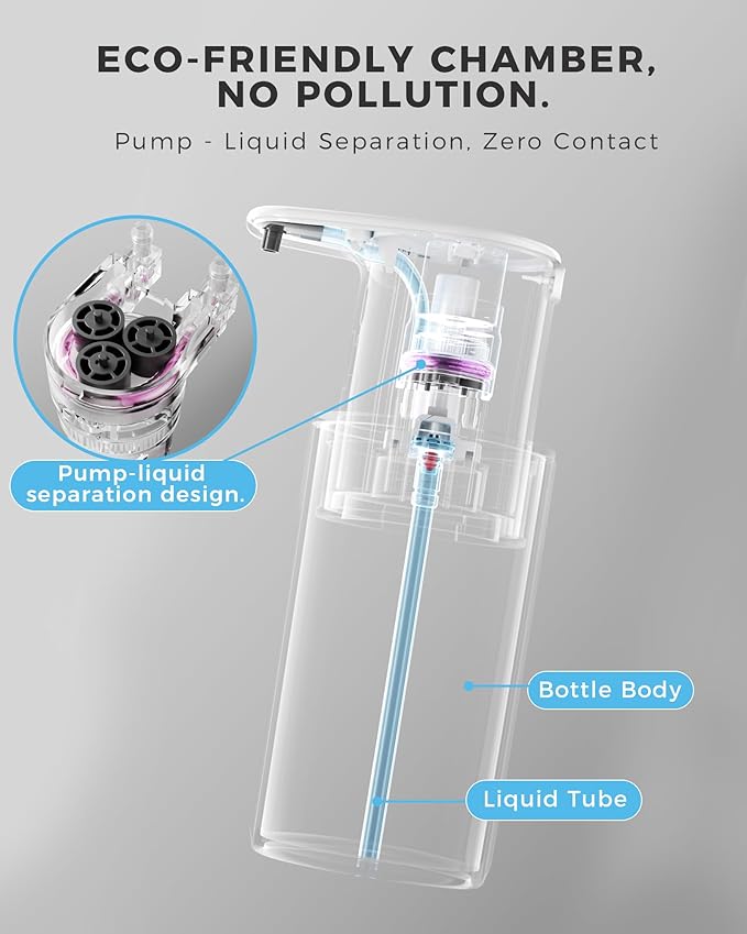 Automatic Liquid Soap Dispenser Touchless, 304 Stainless Steel Bottle Body &16.2oz/480ml Rechargeable, 3 Adjustable Liquid Levels, IPX7 Waterproof, for Kitchen Bathroom, Stainless Steel