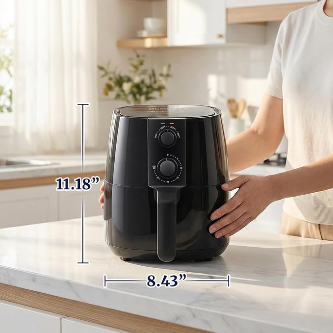 Elite Gourmet EAF4617 Electric Digital Hot Air Fryer, 1350Watts, Oil-Less Healthy Cooker, Timer & Temperature Controls, 4 Quart, Black