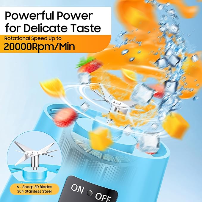 Portable Blender for Smoothies & Shakes - Cordless Personal Size Mini Blender with BAP Free Juice Cup, USB Rechargeable Suit for Sports/Picnic, Mother's Day
