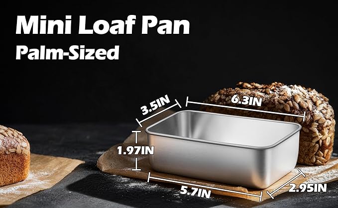 Leonyo 12 Pack Mini Loaf Pans for Baking, 6.3x3.5IN Stainless Steel Small Bread Loaf Pans for Meatloaf, Metal Mini Loaf Tins for Banana Bread Baking Homemade Brownies Smaller Loaves, Dishwasher Safe