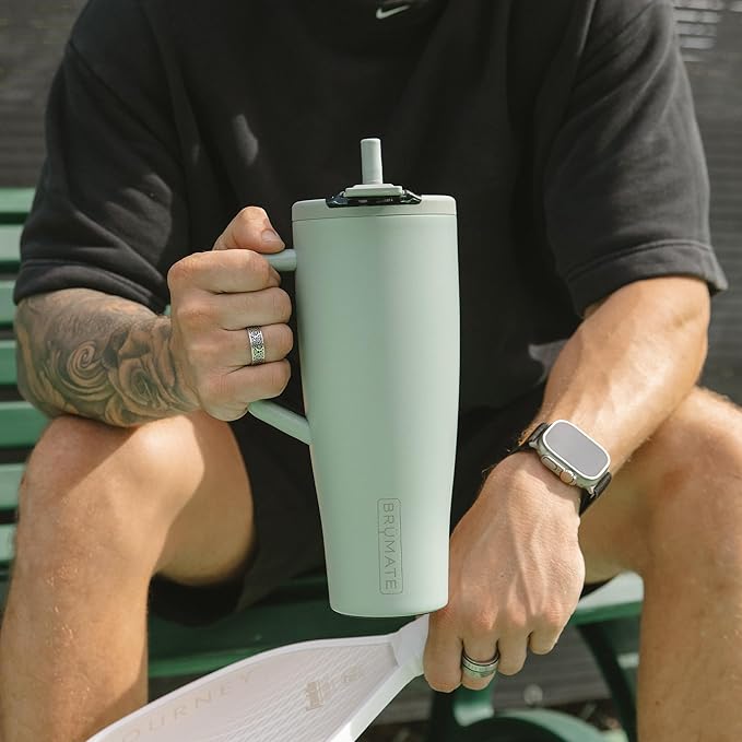 BrüMate Era Flip 40oz Tumbler with 100% Leakproof Covered Straw Lid | Hygienic Covered Straw | Insulated Stainless Steel Water Bottle with Handle | Cup Holder Friendly | BPA-Free (Lilac Dusk)