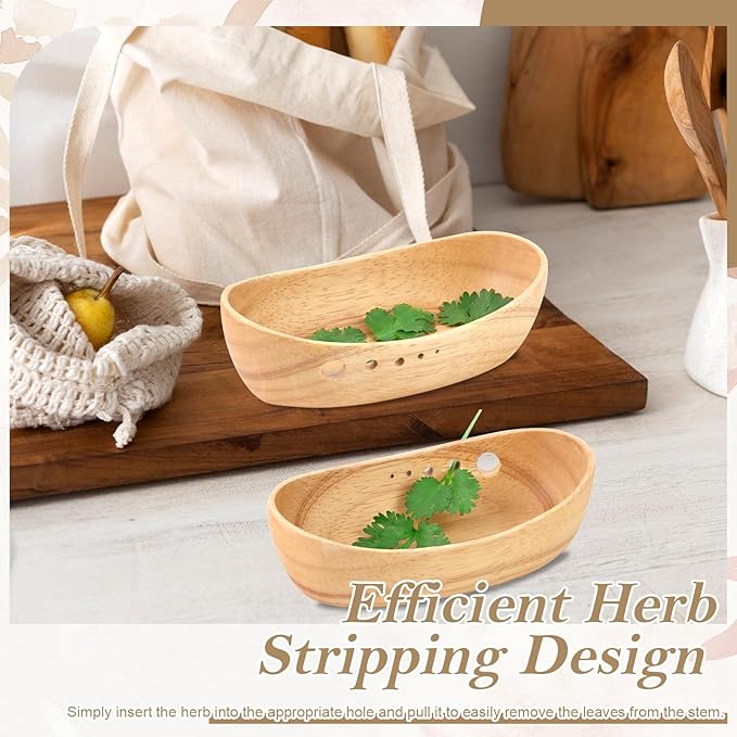 Wooden Herb Stripper Bowl Handmade Herb Stripper Tool with 5 Different Hole Sizes Efficient Herb Peeling Cup Herb Leaf Peeler for Separating Leaves Kale Broccoli Thyme Basil Rosemary